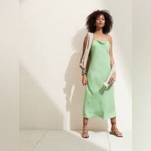Banana Republic Women’s Green Slip Midi Dress Square Neck Size S